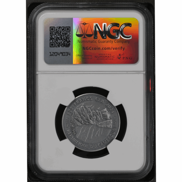 2024 Cameroon Northern Lights Wildlife Gray Wolf 1/2 oz Silver Coin NGC MS 70 - Image 2