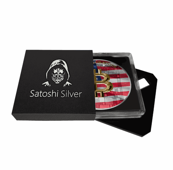 2025 Germany Satoshi Project Bitcoin USA 21g Silver Ruthenium and Gilded Coin in Collector Box