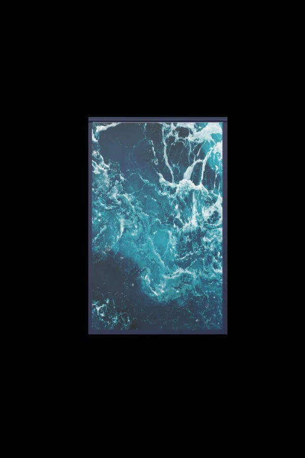 Water-themed digital collectible art on smartphone screen, swirling blue and white water patterns.