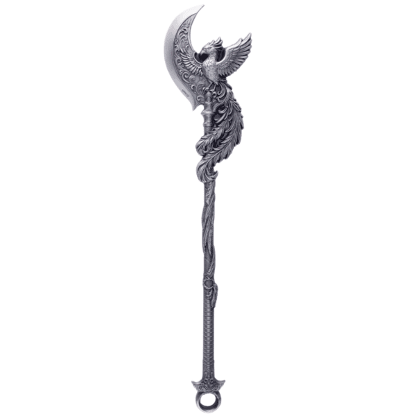 Intricately designed collectible dagger with a dragon motif, detailed engravings, and a silver finish, perfect for coin and antique enthusiasts.