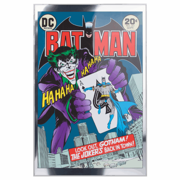 A colorized image of the cover of Batman comic book #251, featuring the Joker.