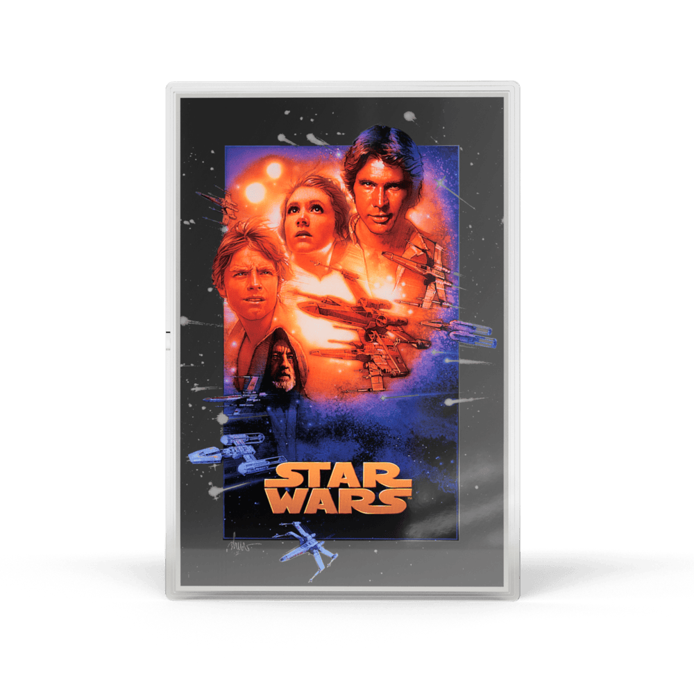 A "Star Wars" original trilogy special edition poster showing characters from "A New Hope."