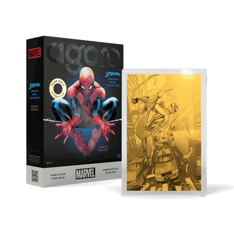A Spiderman blind box with a gold variant, perfect for collectors.