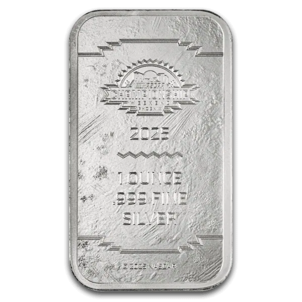 Silver bar with "UFC Championship" engraving and "2025" inscription.