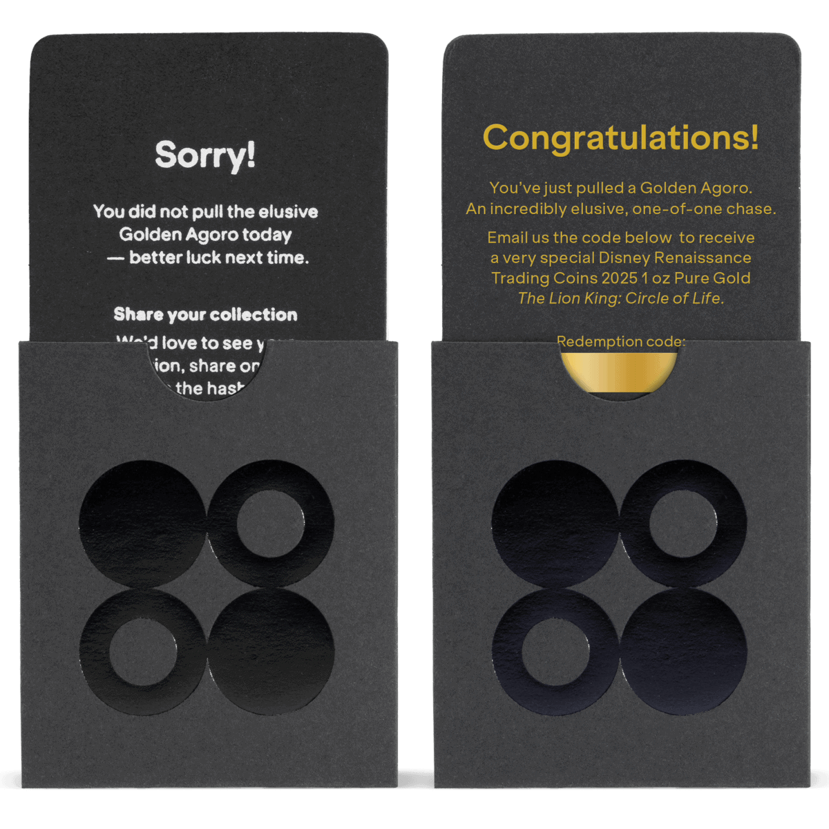 Golden Agoro Disney Renaissance trading coins giveaway reward, 2025 Lion King circle of life.