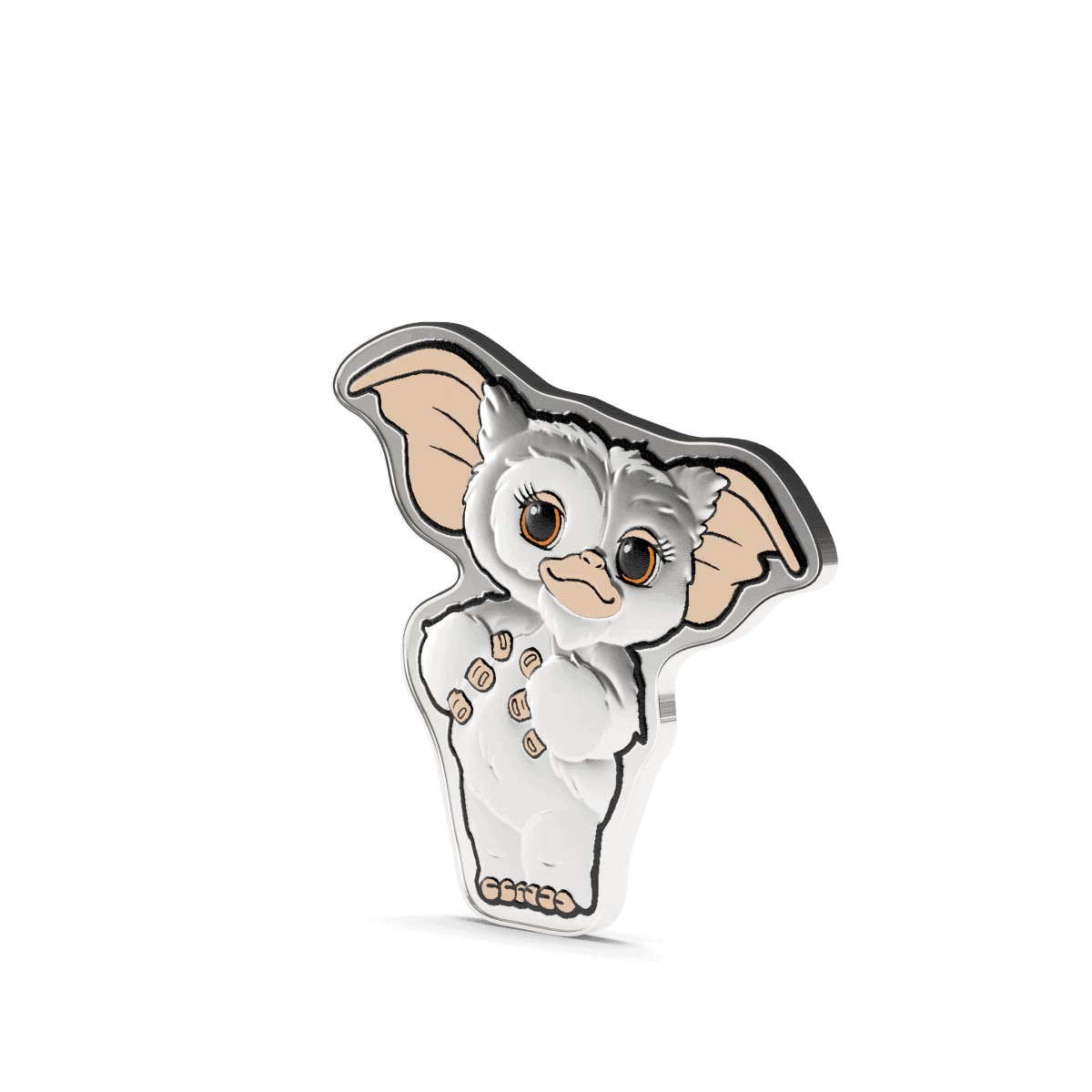 Cute cartoon creature pin featuring a white furred animal with large ears, big expressive eyes, and detailed paws, designed as a collectible enamel pin.