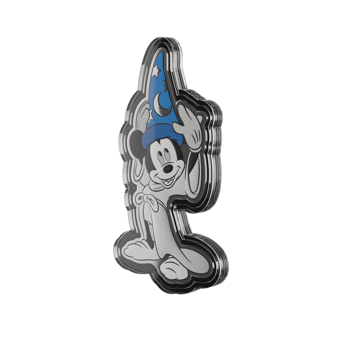Colorful Mickey Mouse collectible magnet with a night sky design featuring stars and a crescent moon. Perfect for Disney fans and collectors of themed memorabilia.