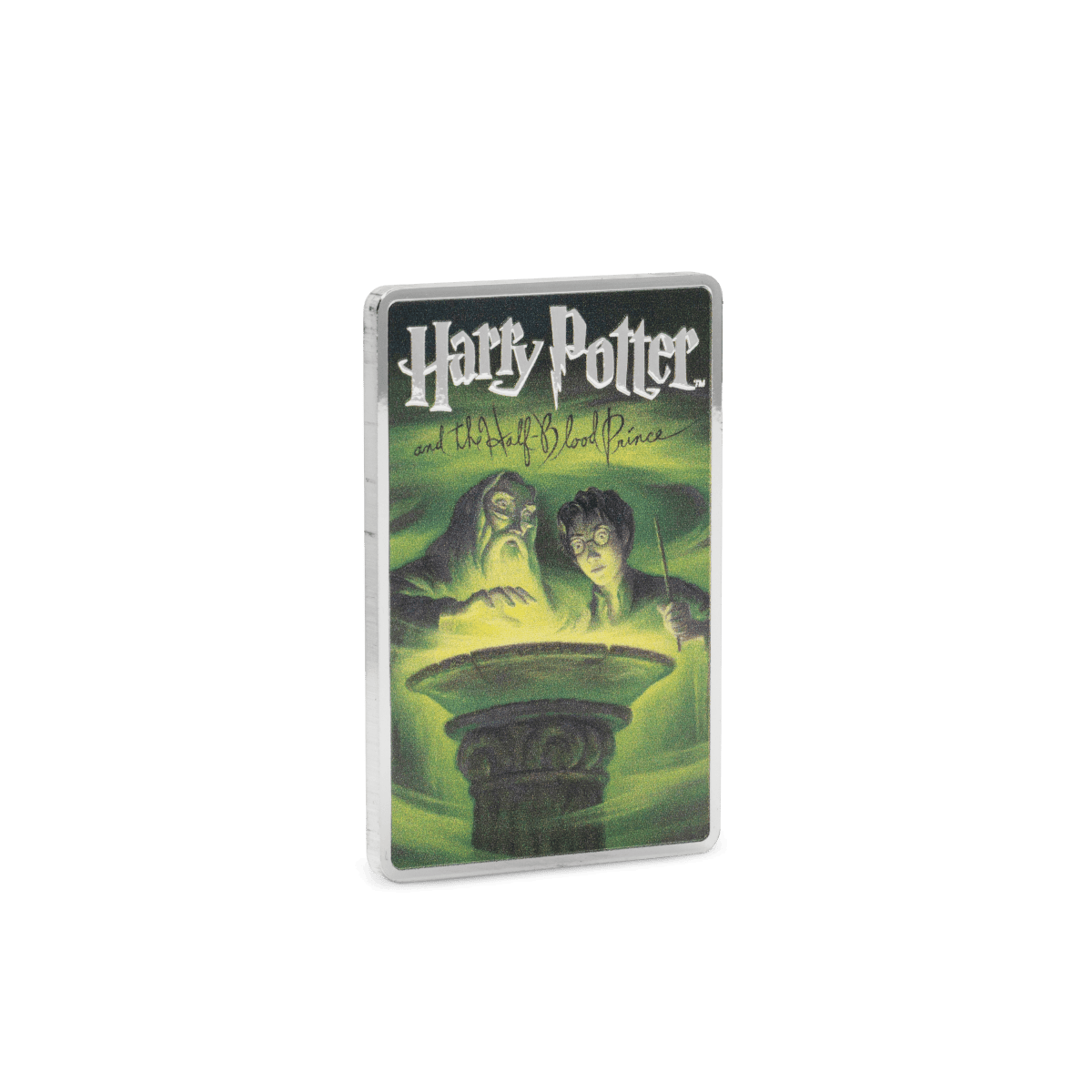 Harry Potter and the Half-Blood Prince collectible coin featuring the book cover art with dark green tones and characters.