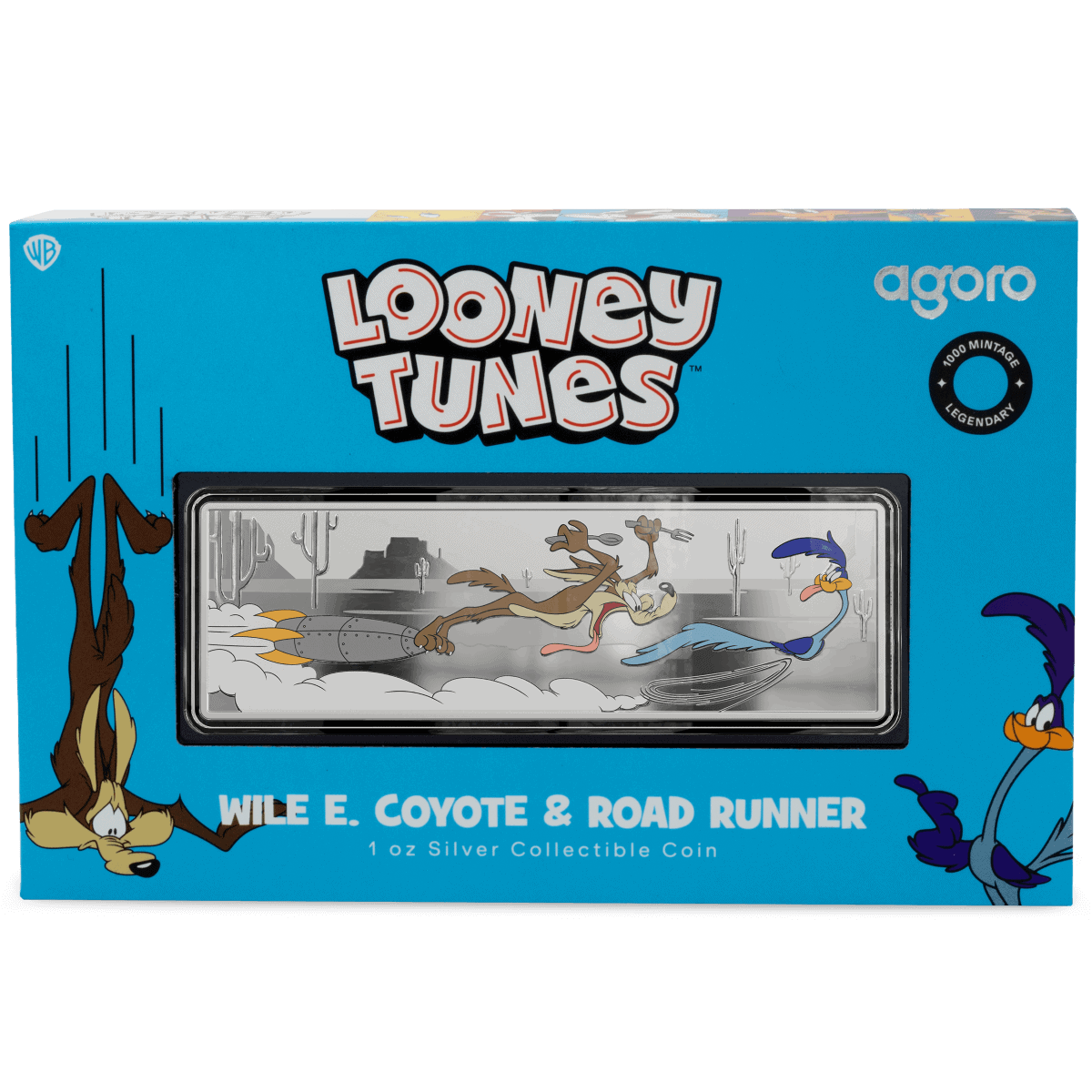 Golden Road Looney Tunes Wile E. Coyote & Road Runner Silver Collector Coin, Looney Tunes themed collectible memorabilia for fans and coin collectors.