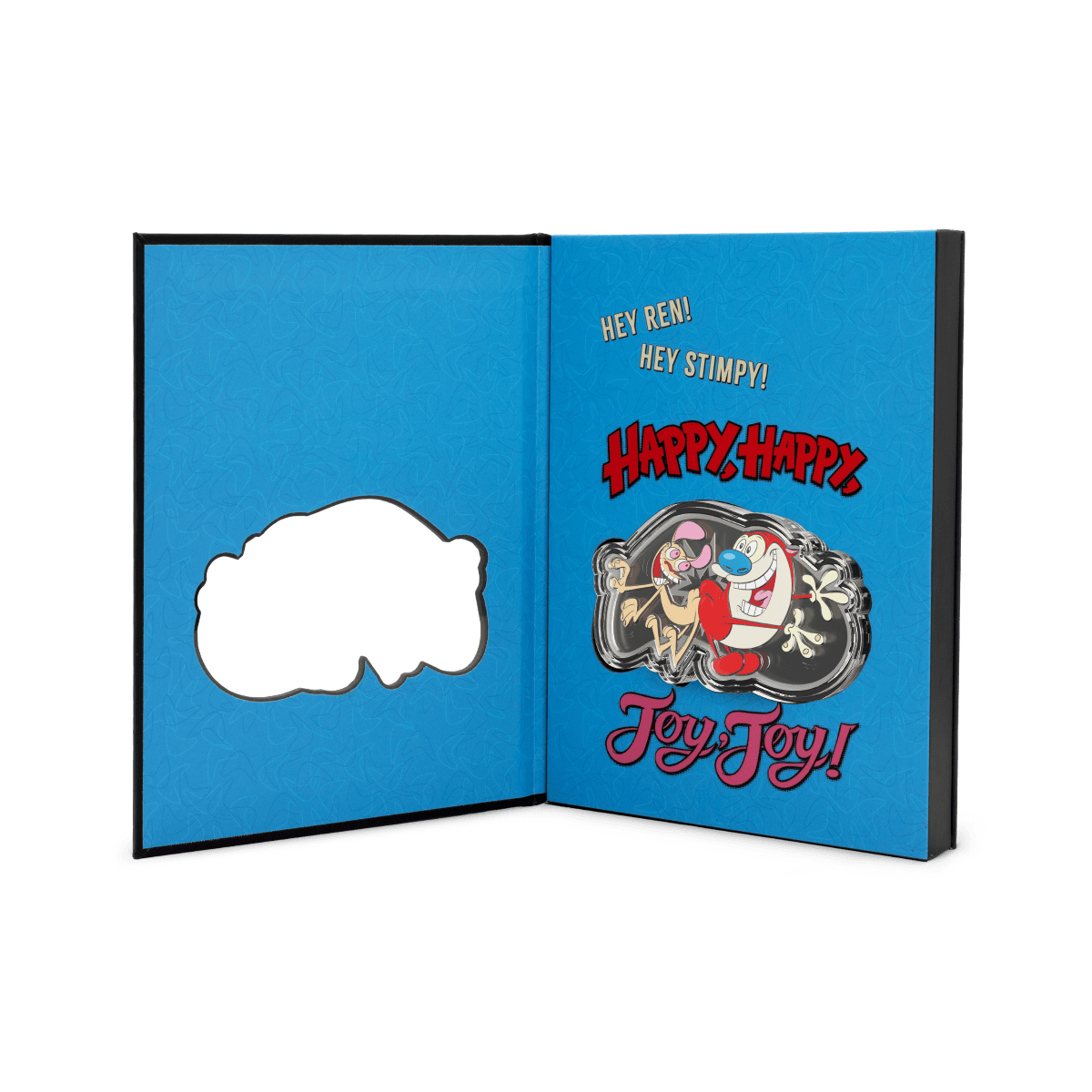 Colorful collectible toy coin featuring animated characters on a vibrant bright blue background with comic-style text. Perfect for fans of nostalgic cartoon memorabilia.