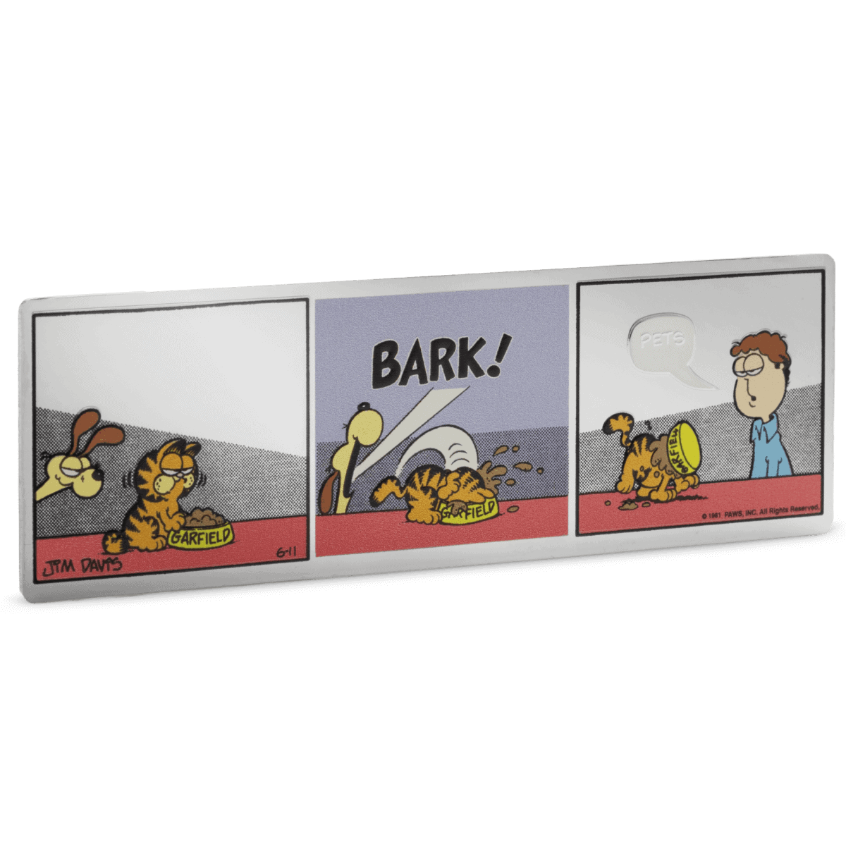 Dog comic strip with Garfield and Jon, humorous pet scene, classic cartoon style.