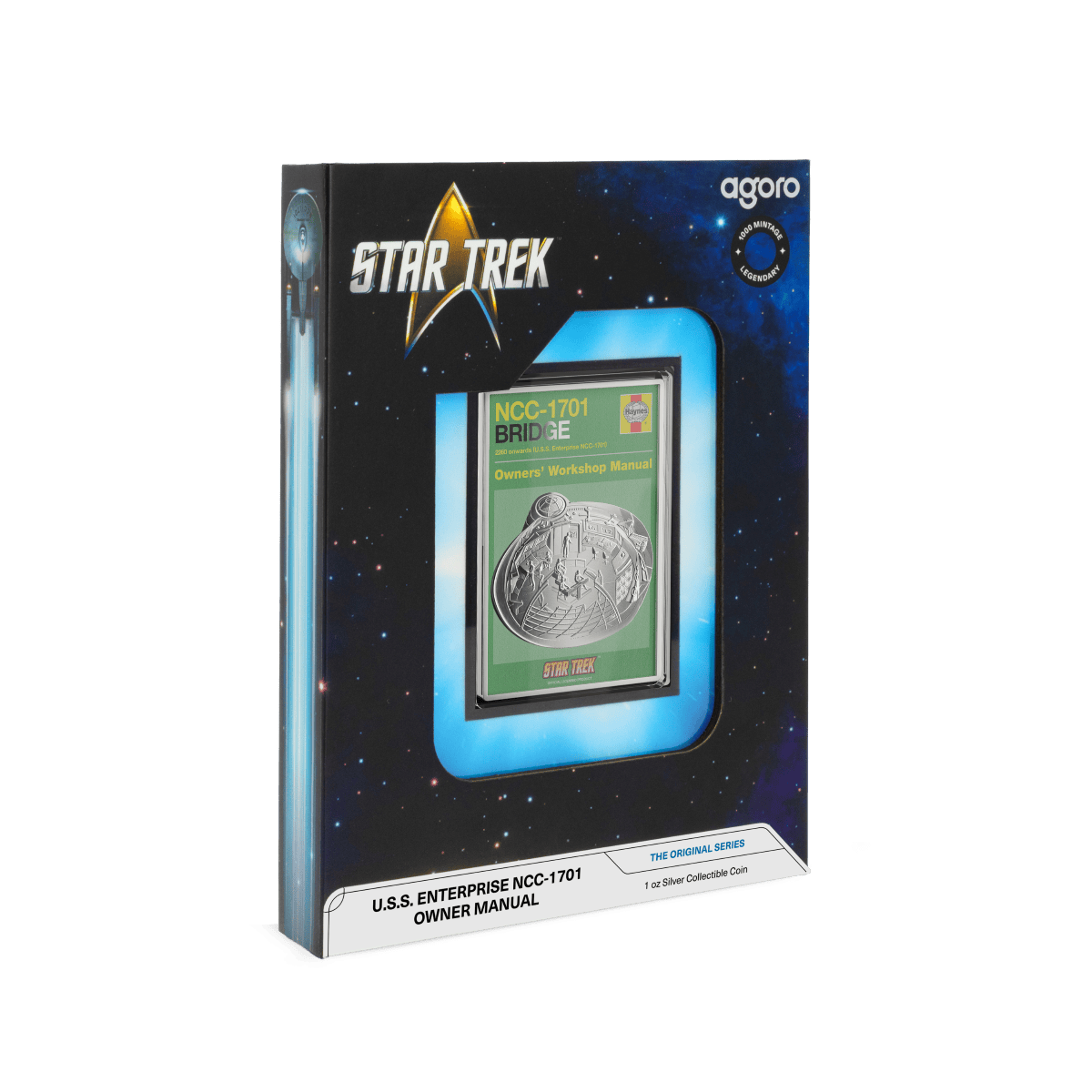 U.S.S. Enterprise NCC-1701 Star Trek collectible coin owner manual from 2023 in packaging.