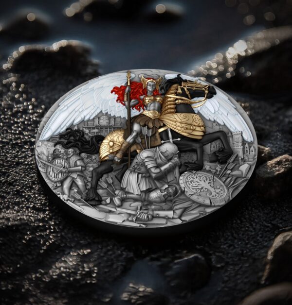 2025 Niue Valkyrie 2 oz Silver Antiqued High Relief Gilded Coin - Image 8