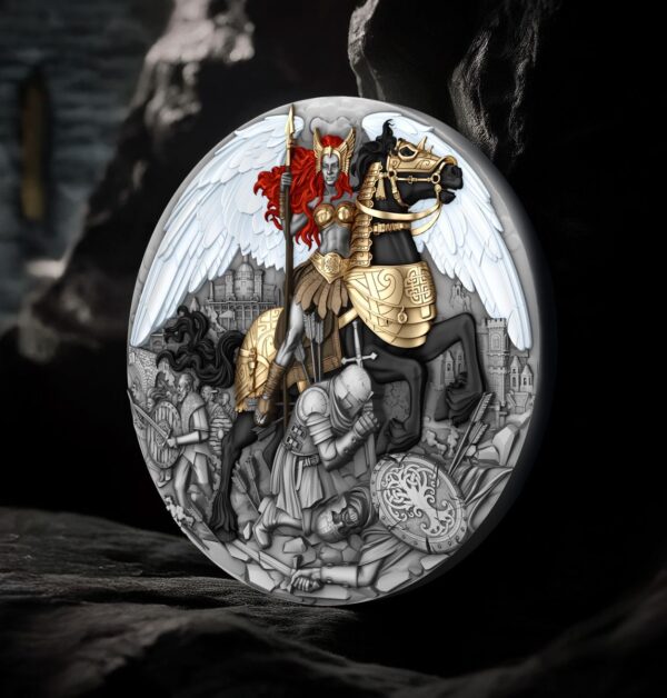 2025 Niue Valkyrie 2 oz Silver Antiqued High Relief Gilded Coin - Image 6