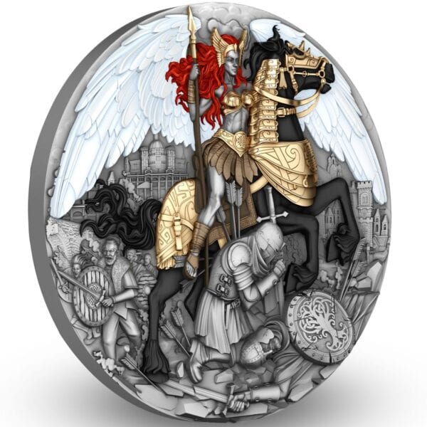 2025 Niue Valkyrie 2 oz Silver Antiqued High Relief Gilded Coin - Image 3