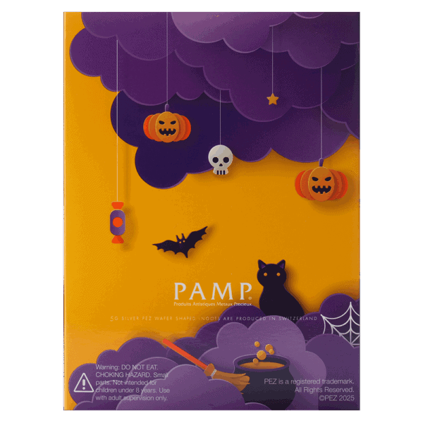 2025 PAMP Halloween Ghost PEZ 30 Gram Silver Wafers and Dispenser Set - Image 2