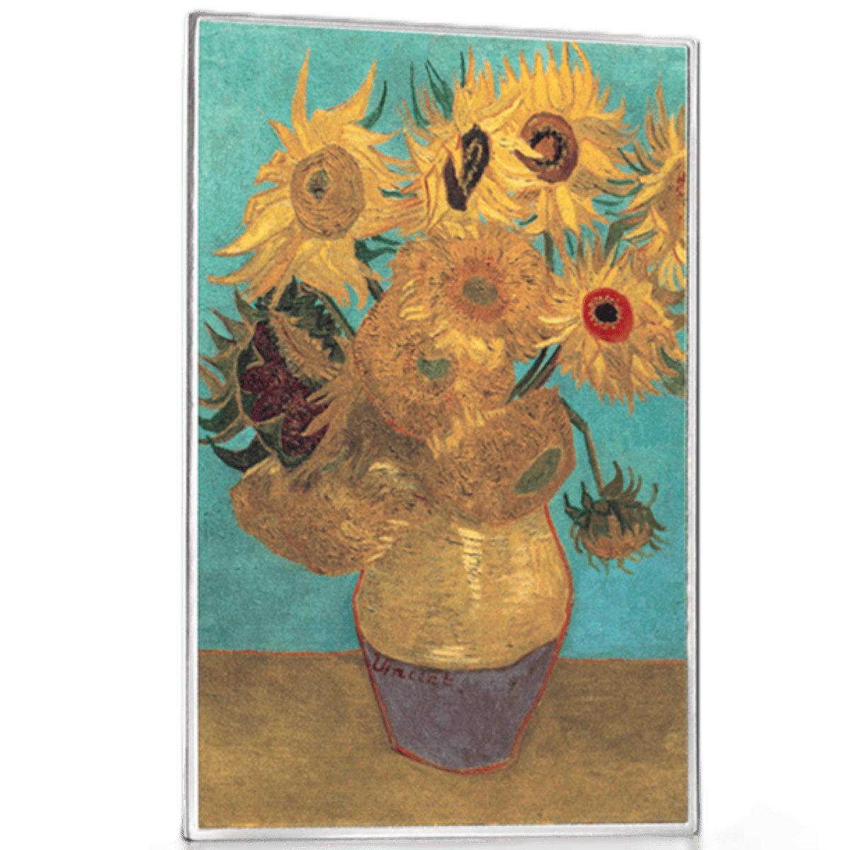 2026 Cameroon Art Gallery Vincent Van Gogh Sunflowers 1 oz Silver Digitally Printed Coin - Image 3