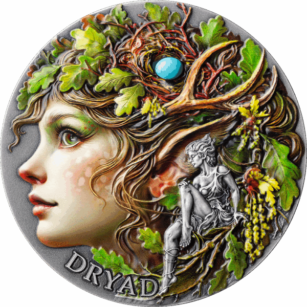 Ethereal lady with intricate hair and vine details, surrounded by grapevine motifs and mystical elements.