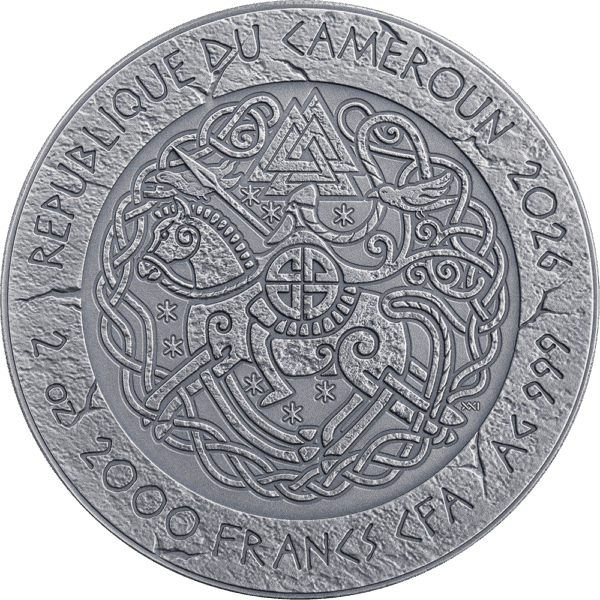 Intricate Cameroonian coin design featuring traditional patterns and inscriptions.