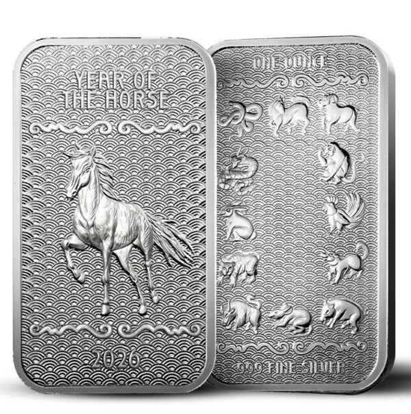 2026 PAMP Lunar Series 2 Year of the Horse 1 oz Silver Proof-Like Bar - Image 3