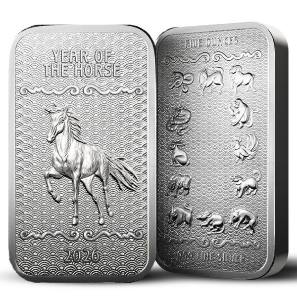 2026 PAMP Lunar Series 2 Year of the Horse 5 oz Silver Proof-Like Bar - Image 4
