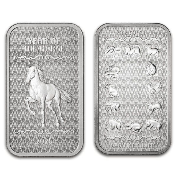 2026 PAMP Lunar Series 2 Year of the Horse 5 oz Silver Proof-Like Bar - Image 3