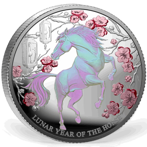 2026 Pitcairn Islands Lunar Year of The Horse 1 oz Silver Iridescent Proof Coin