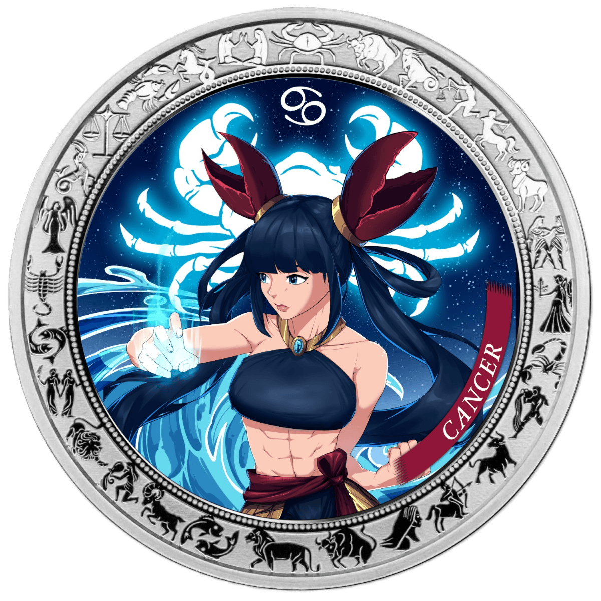 2025 Ghana Zodiac Cancer Anime 1 oz Silver Colorized Proof Coin