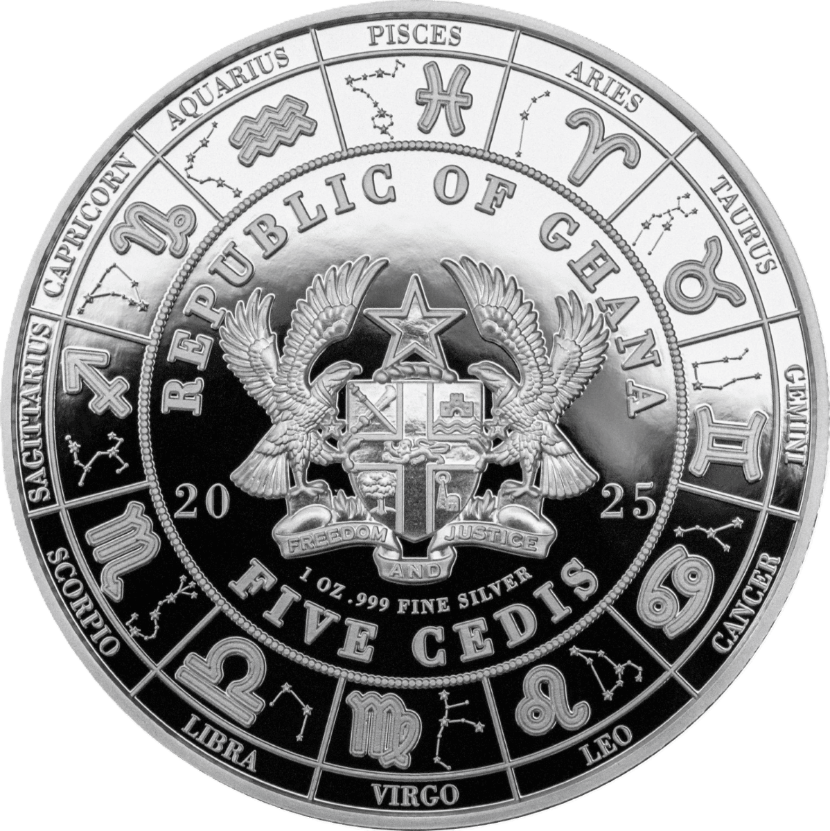 2025 Ghana Zodiac Leo Anime 1 oz Silver Colorized Proof Coin