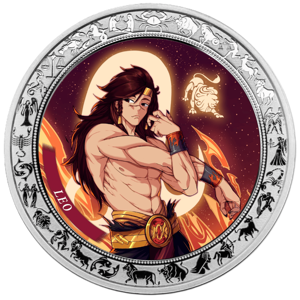 2025 Ghana Zodiac Leo Anime 1 oz Silver Colorized Proof Coin