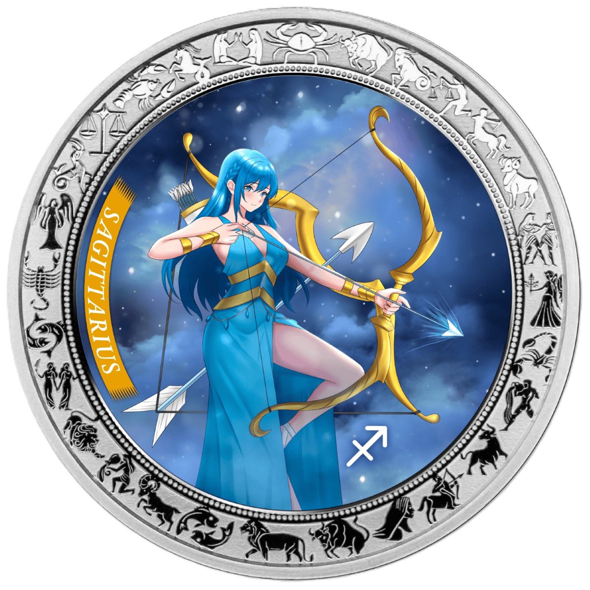 2025 Ghana Zodiac Sagittarius Anime 1 oz Silver Proof Coin