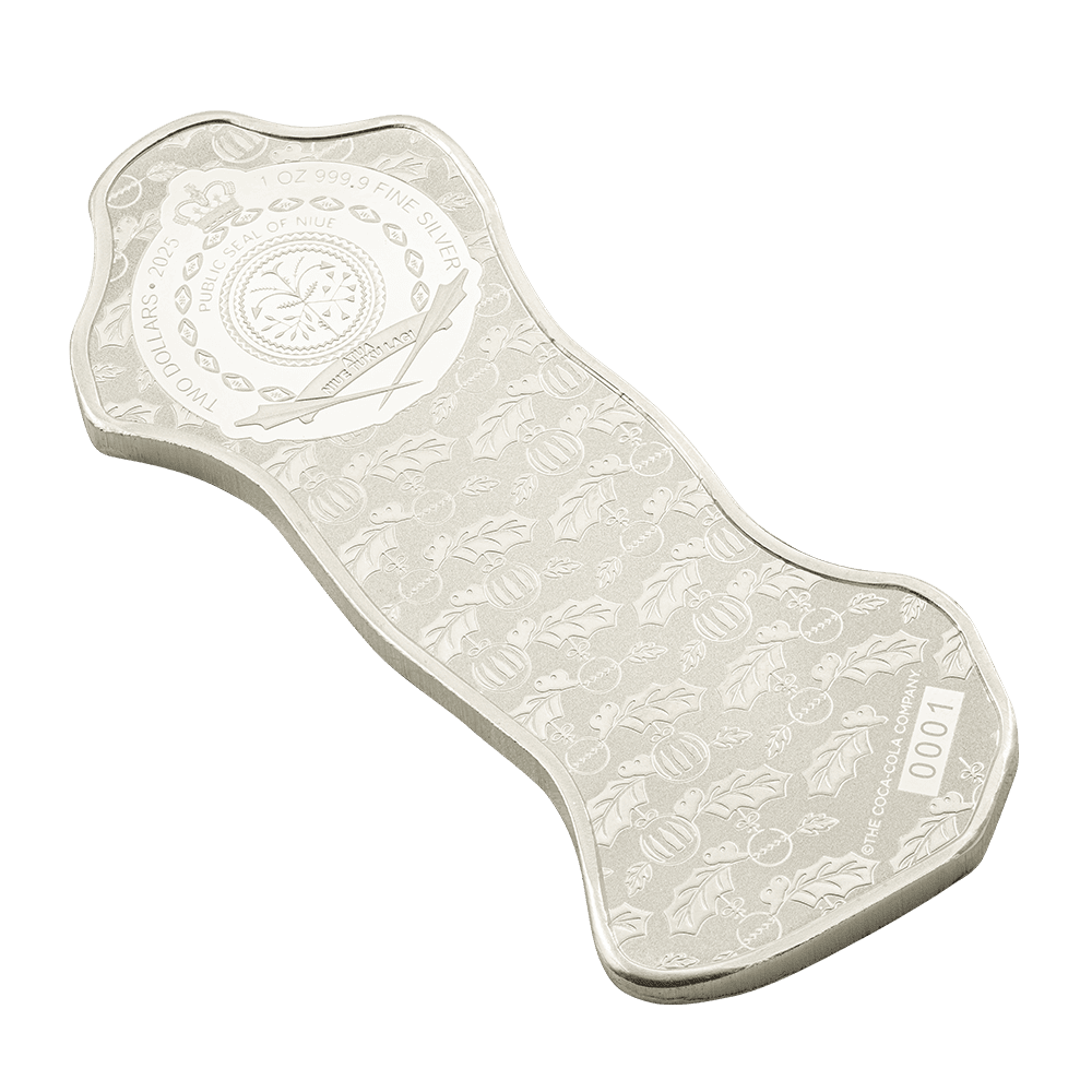 2025 Niue Coca-Cola Holiday Bottle 1 oz Silver Shaped Coin