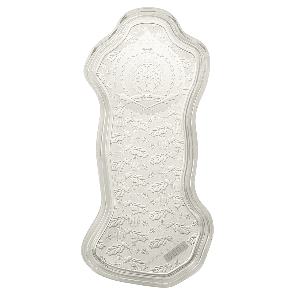 2025 Niue Coca-Cola Holiday Bottle 1 oz Silver Shaped Coin