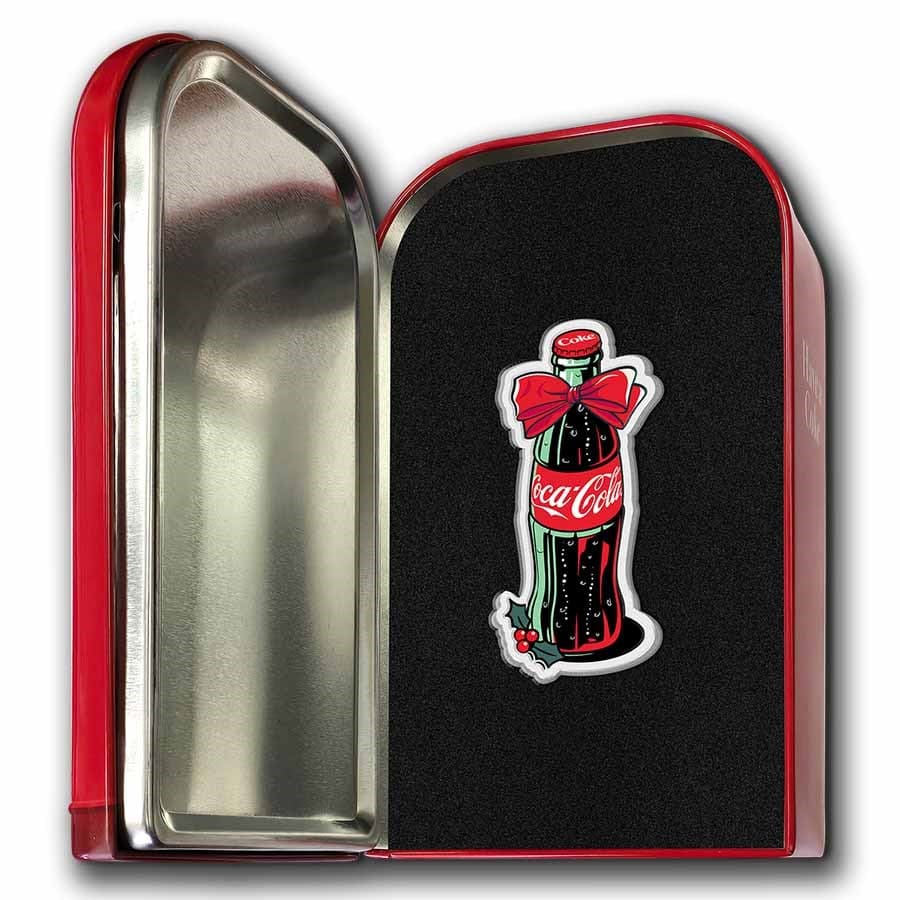 2025 Niue Coca-Cola Holiday Bottle 1 oz Silver Shaped Coin