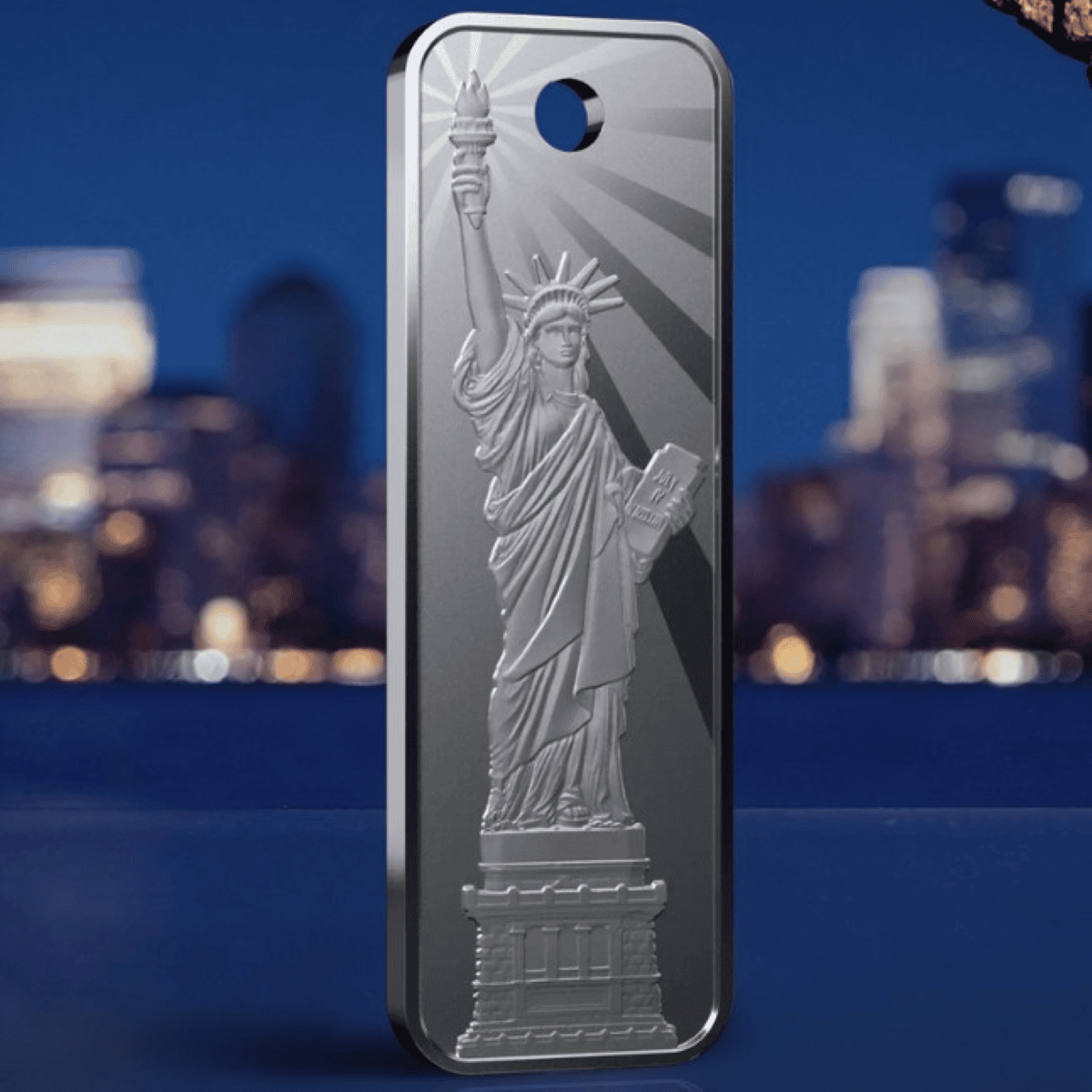 Niue Lady Liberty 3.80 gram silver proof-like pendant coin with iconic Statue of Liberty engraving.