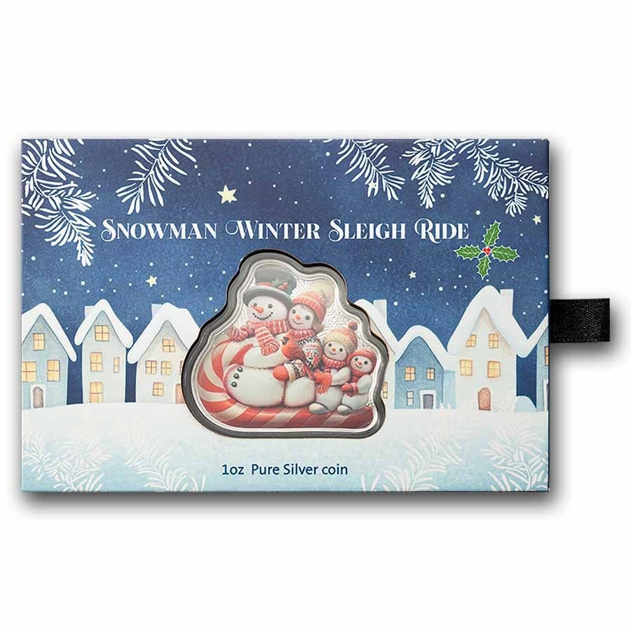 2025 Solomon Islands Snowman Sleigh Ride 1 oz Silver Coin
