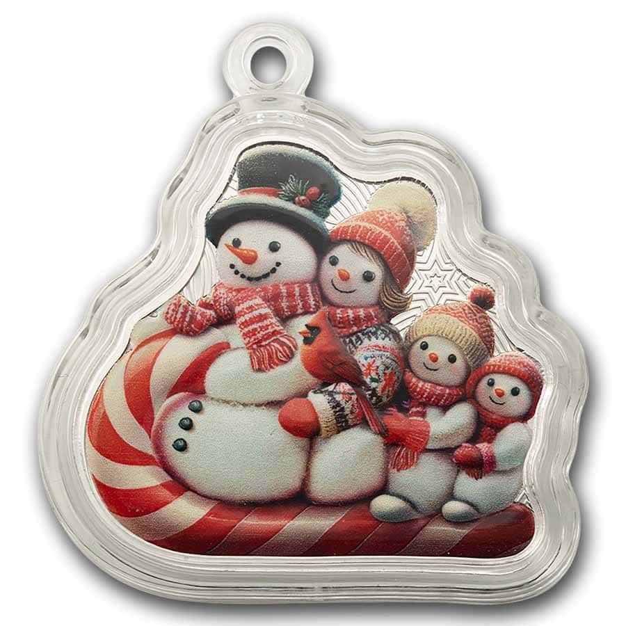 2025 Solomon Islands Snowman Sleigh Ride 1 oz Silver Coin