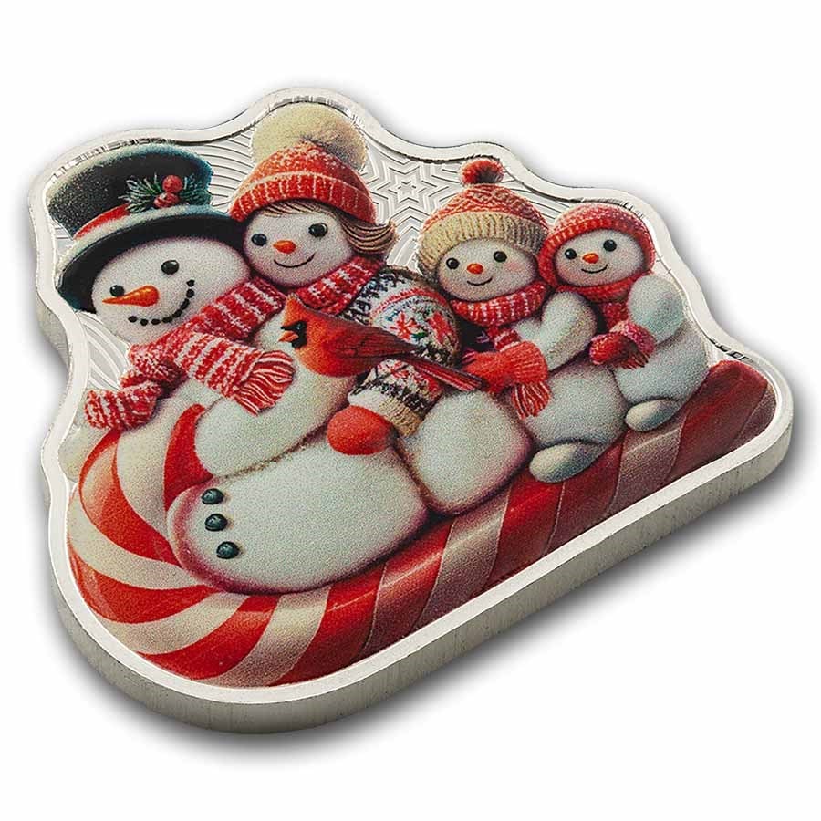 2025 Solomon Islands Snowman Sleigh Ride 1 oz Silver Coin