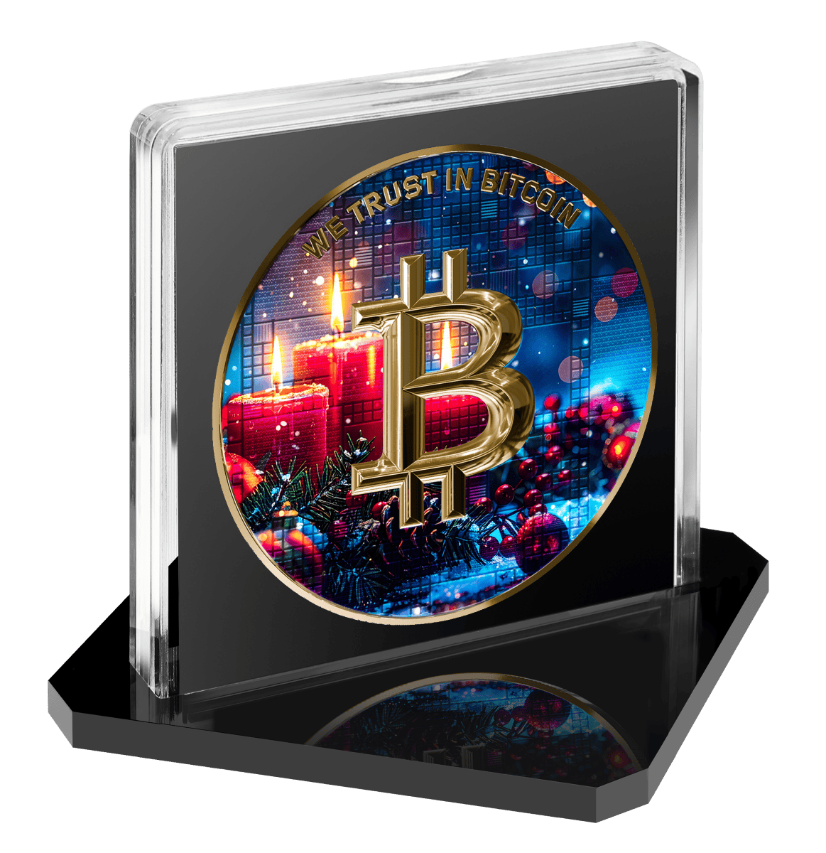Satoshi Project Bitcoin Christmas 21 Gram Silver Colorized Coin
