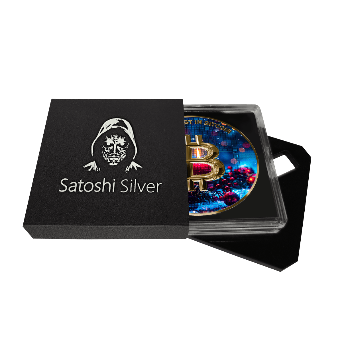 Satoshi Project Bitcoin Christmas 21 Gram Silver Proof-Like Colorized Coin