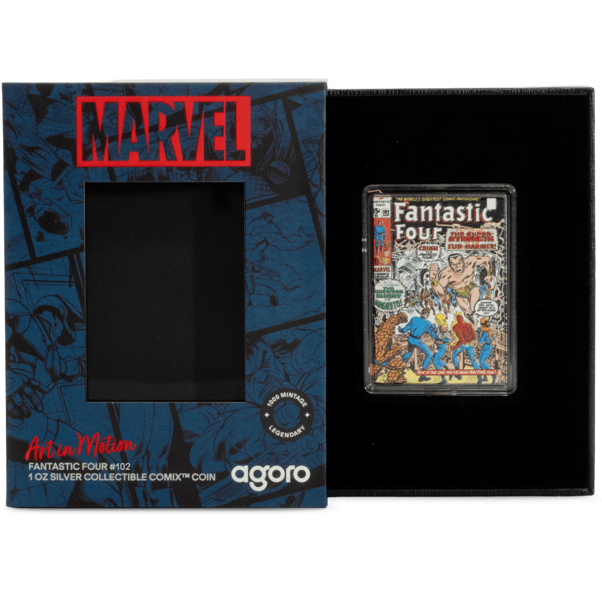 1. Niue 2026 Marvel Art in Motion Fantastic Four 1 oz Silver Foil collectible coin in custom box, limited edition.