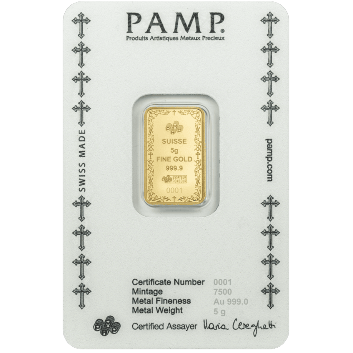 2025 PAMP Cross of Christianity 5 Gram Gold Proof-Like Bar