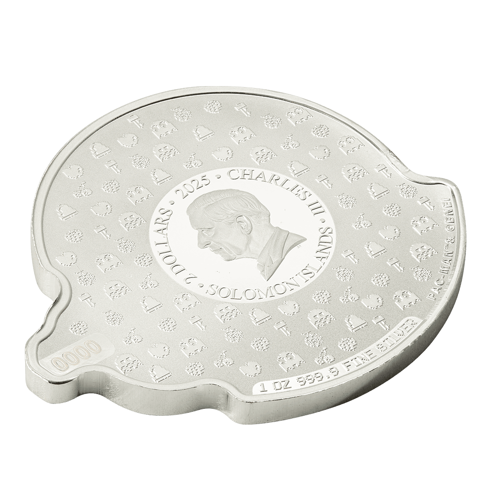 Colorized silver proof coin featuring a detailed image of Charles III and commemorative design for Solomon Islands' 45th anniversary.