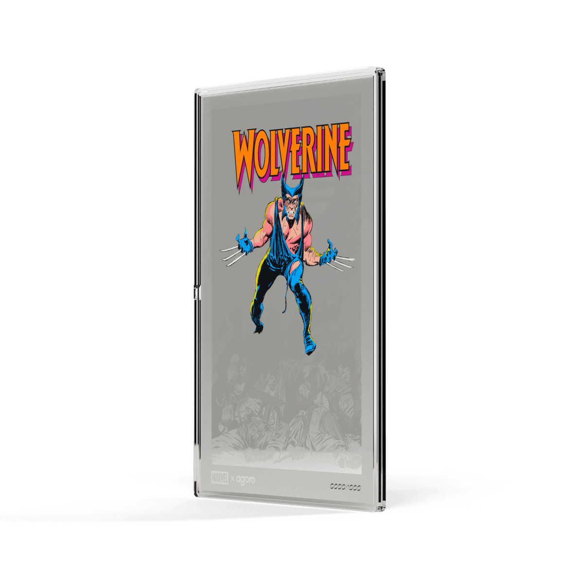 Shiny silver foil Marvel comic cover featuring Wolverine with bold, colorful "WOLVERINE" text, encased in a clear protective slab.
