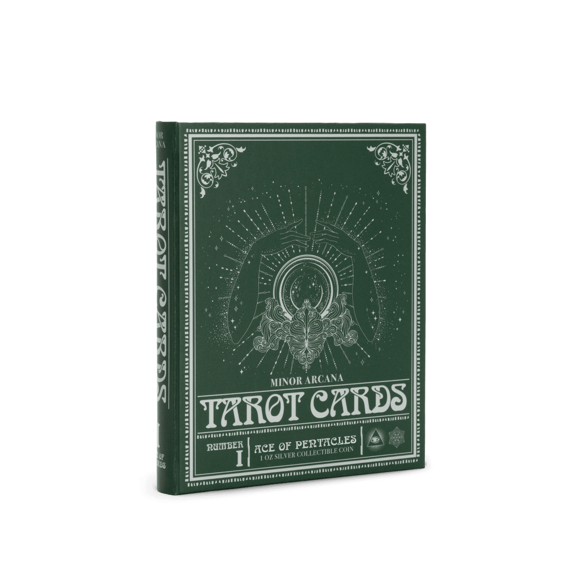 Beautifully colorized NIUE Agoro Tarot Cards Ace of Pentacles 1 oz Silver Proof Coin in a limited edition box.