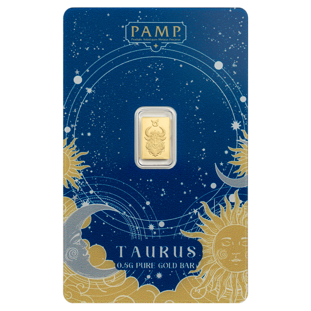 2026 PAMP Suisse Zodiacs Taurus 1/2 Gram Gold Bar in Card