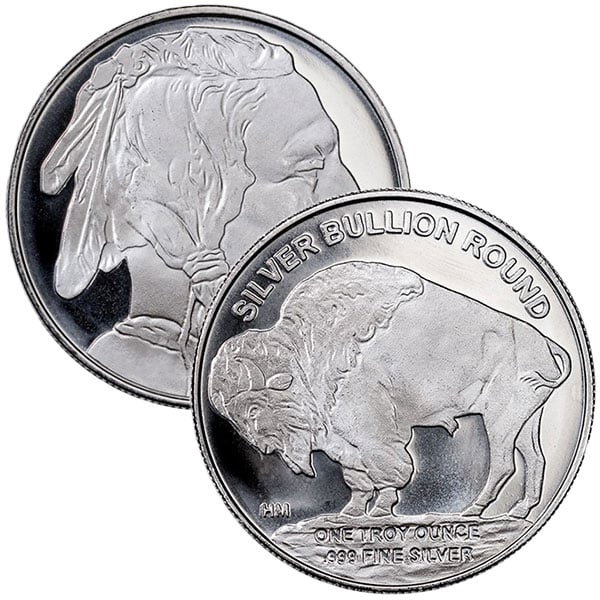 Silver Buffalo Round Secondary Market Design, 2023, Minted by the US Mint, 1 oz, featuring a detailed buffalo profi.