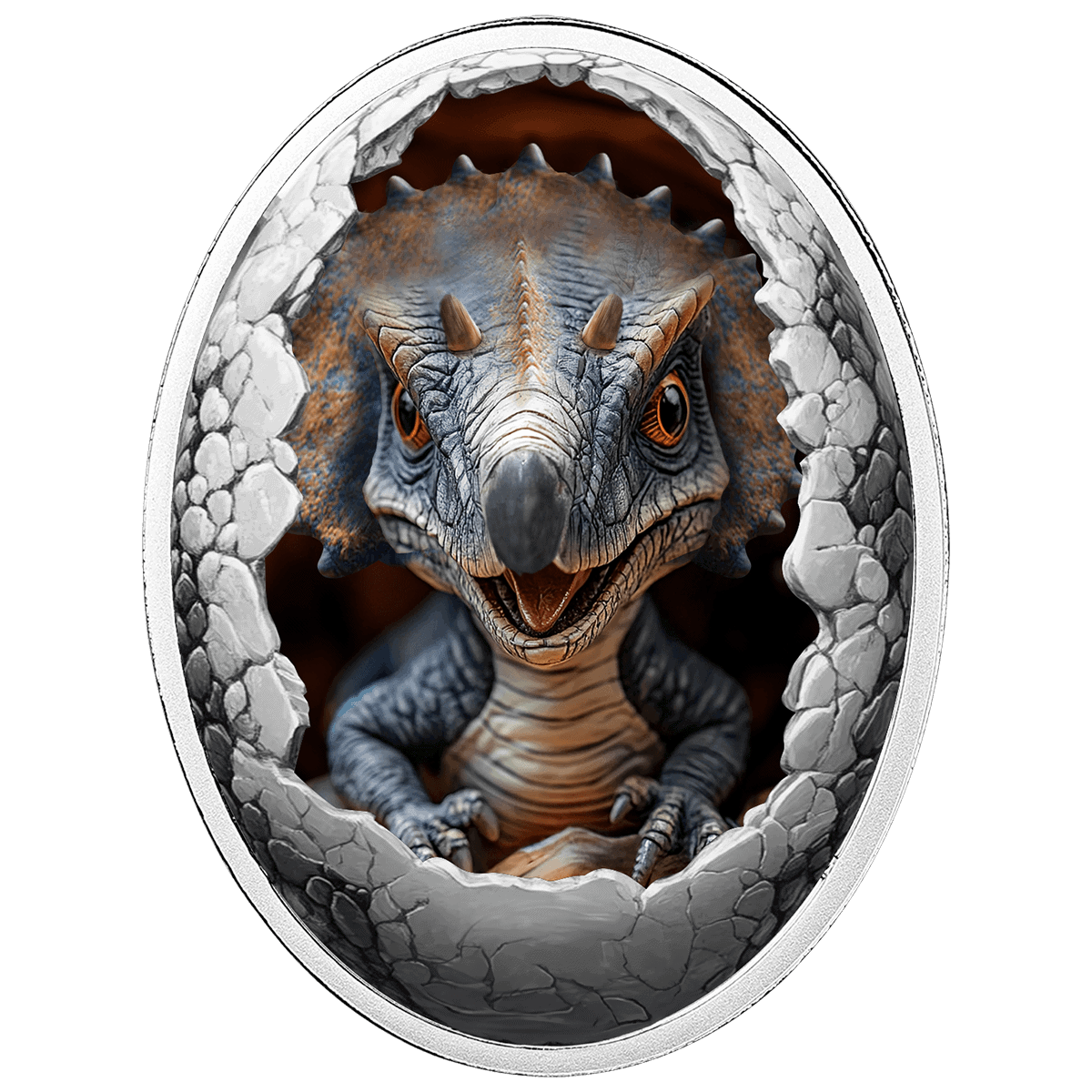 Intriguing Triceratops dinosaur coin, 2025 Cameroon, 16.81g silver, colorized proof, detailed artistic design, excl.
