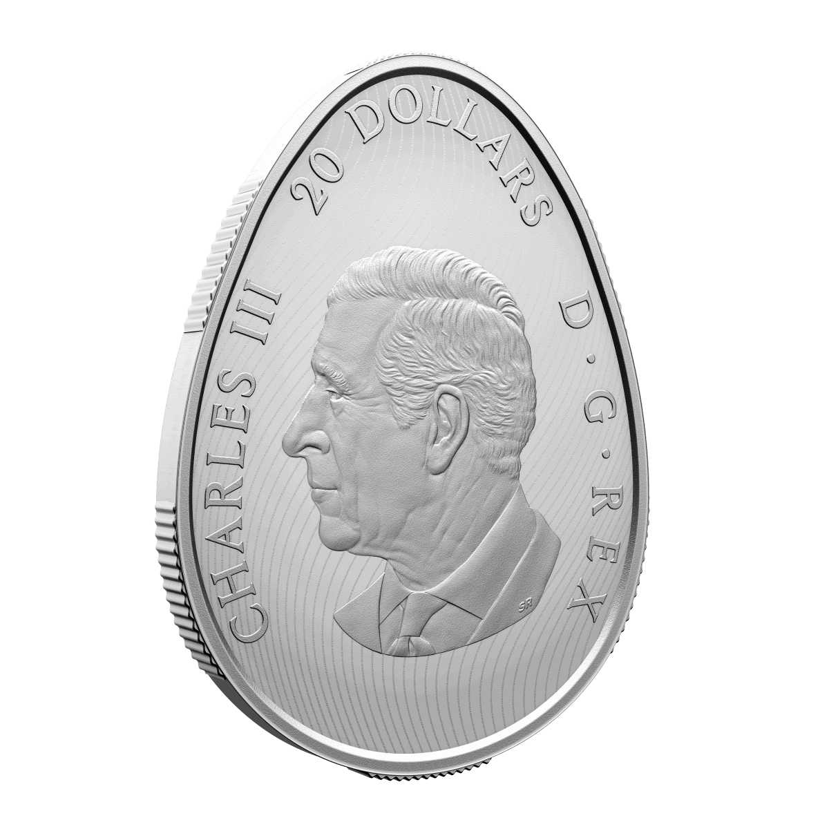 Fine silver Pysanka coin, obverse view, 2026, minted by OBV, 20 grams, featuring traditional Ukrainian Easter art.