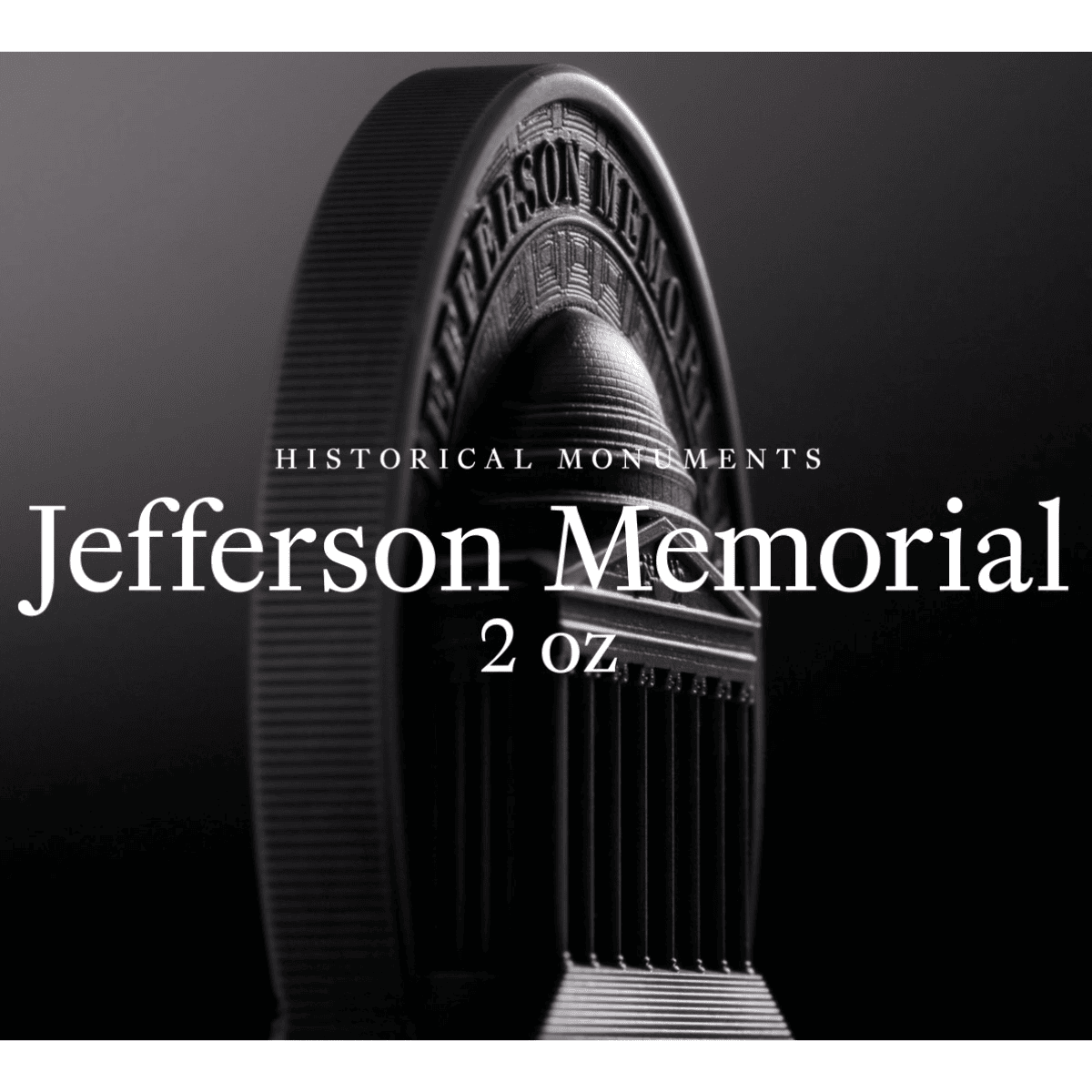 Jefferson Memorial 2 oz Silver Antiqued Coin, 2026, US Mint, detailed angle, commemorative theme, collectible silve.